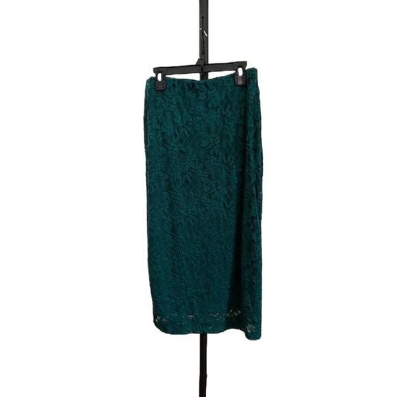 AFRM–Midi Skirt –Lace–Evening‎ Wear –Nylon Blend –Emerald Green–Women-S - Picture 2 of 4